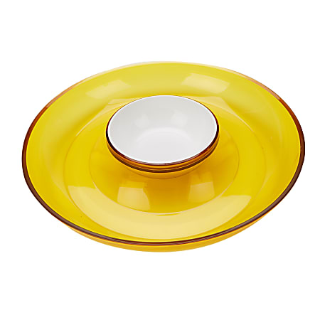 Mind Reader 2-Compartment Chips And Dip Bowl Set, 13" x 2-1/4", Yellow