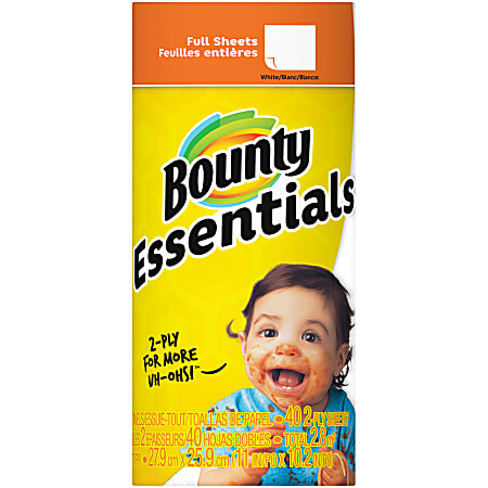 Bounty® Essentials 2-Ply Paper Towels, 40 Sheets Per Roll, Pack Of 30 Rolls