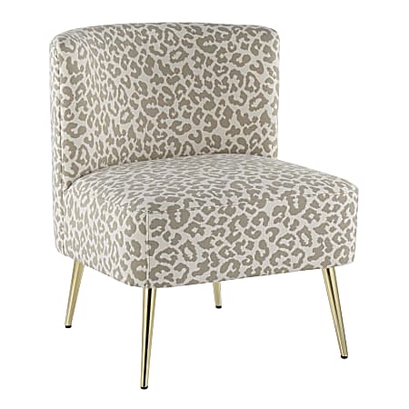 LumiSource Fran Slipper Chair, Gold/Tan Leopard