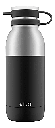 Ello Damen Insulated Stainless Steel Water Bottle, 20 Oz, Black