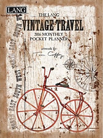 LANG 13-Month Monthly Pocket Planner, 4 1/2" x 6 1/2", Vintage Travel, January 2016-January 2017