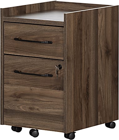 South Shore Helsy 15-1/2"W x 18-1/4"D Lateral 2-Drawer Mobile File Cabinet, Natural Walnut