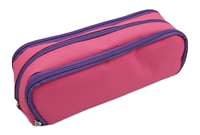 Office Depot® Multi-Pocket Pencil Pouch, 3-1/2" x 7", Pink