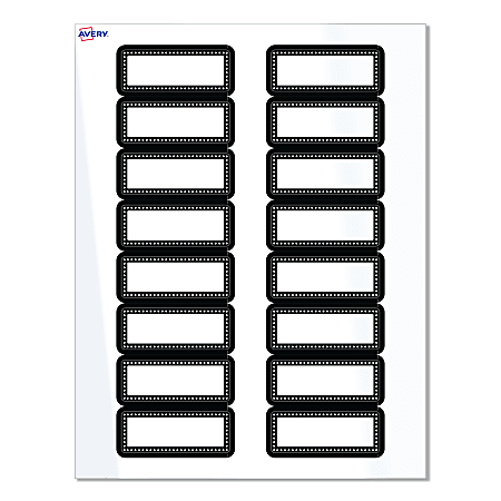 Avery® Print-To-The-Edge Labels With Sure Feed® Technology, S00-D24-PRWGP10, Rectangle, 1" x 2-5/8", Glossy White, Preprinted Black & White Polka Dots Design, Pack Of 160