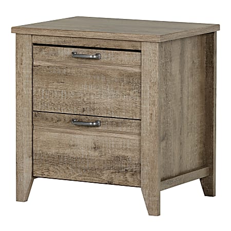 South Shore Lionel 2-Drawer Nightstand, 23-1/4"H x 22-3/4"W x 18-1/4"D, Weathered Oak