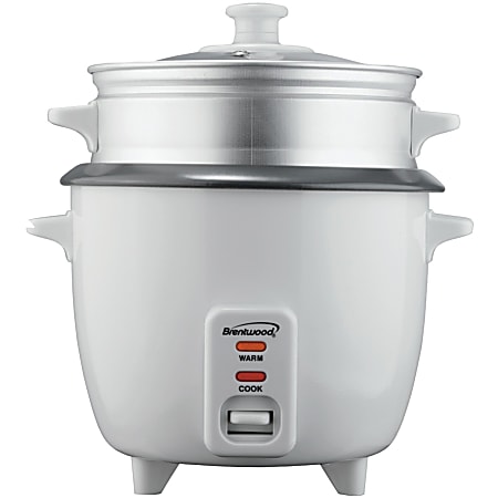 Brentwood® 8-Cup Rice Cooker With Steamer, White