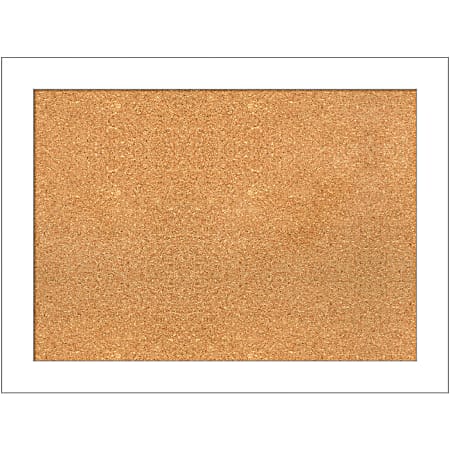 Amanti Art Cork Bulletin Board, 32" x 24", Natural, Wedge White Polystyrene Frame