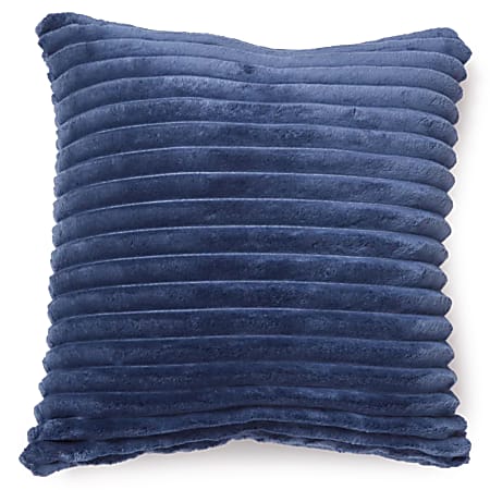 Dormify Jamie Plush Ribbed Square Pillow, Navy Blue