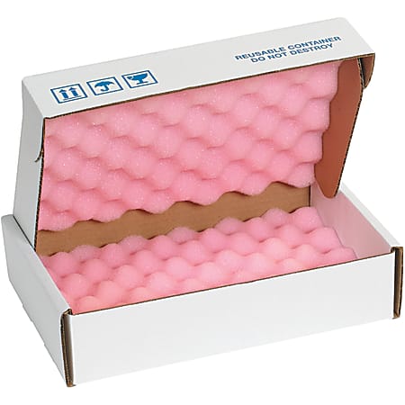 Office Depot® Brand Antistatic Foam Shippers, 12"H x 8"W x 2 3/4"D, Pink/White, Case Of 24