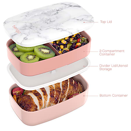 Bentgo Classic All In One Lunch Box Container 3 1316 H x 4 34 W x 7 18 D  Blush Marble - Office Depot