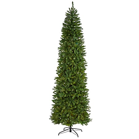 Nearly Natural Mountain Pine 108”H Slim Artificial Christmas Tree With Bendable Branches, 108”H x 35”W x 35”D, Green