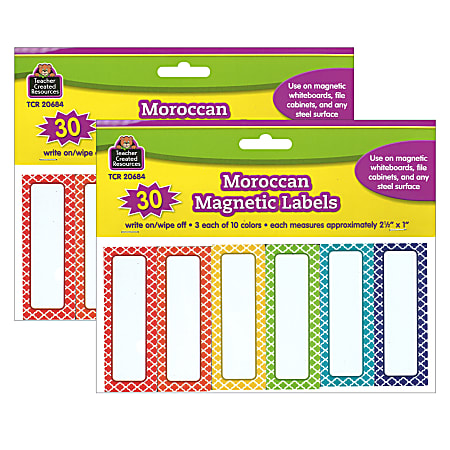 Teacher Created Resources Moroccan Magnetic Labels, 30 Labels Per Pack, Set  Of 2 Packs