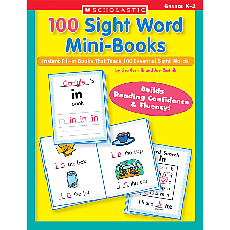 Scholastic Teacher Resources 100 Sight Word Mini-Books Workbook, Kindergarten To Grade 2