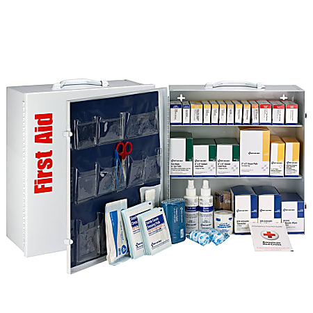 First Aid Only 3-Shelf First Aid Metal Cabinet, 16-3/16”H x 5-1/2”W x 15”D, White, Set Of 675 Pieces