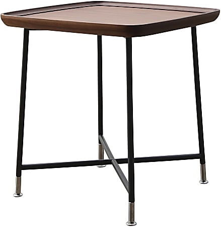 National® Oser Wood Tray Top Cross Legs End Table, 21-1/2”H x 18”W x 18”D, Black/Brown