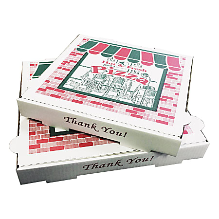 PIZZA Box Takeout Containers, 1 3/4"H x 10"W x 10"D, White, Pack Of 50 Boxes