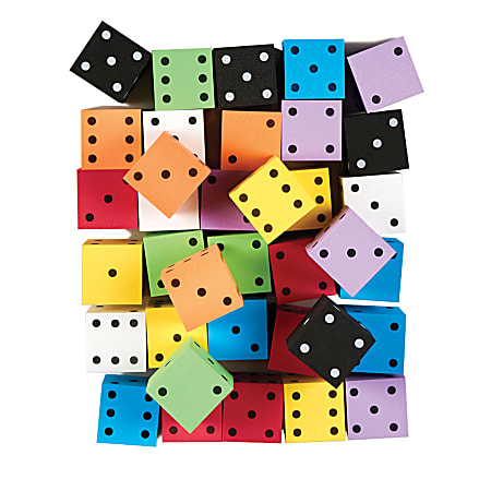 Koplow Games Foam Spot Dice, 2", Assorted Colors, Bag Of 36