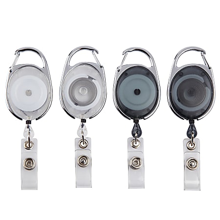 Office Depot Brand Carabiner Style ID Card Reels Assorted Colors Pack Of 4  - Office Depot