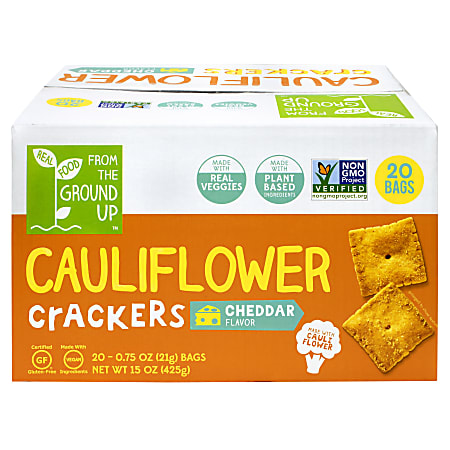 From The Ground Up Cheddar Cauliflower Crackers, 0.75 Oz, Box Of 20 Bags