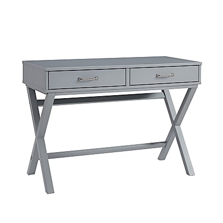 Linon Frances 42"W Home Office Computer Desk With Drawers, Gray