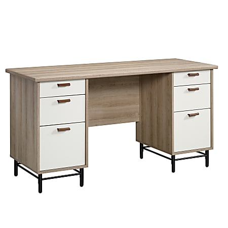 Sauder® Anda Norr 57"W Executive Computer Desk, Sky Oak/White