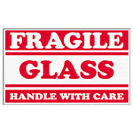 Tape Logic® Preprinted Shipping Labels, SCL547, "Fragile Glass Handle With Care," 3" x 5", Red/White, Pack Of 500