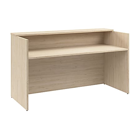 Bush Business Furniture Arrive 72"W Reception Desk With Shelf, Natural Elm, Standard Delivery