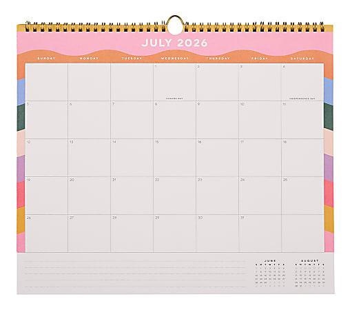 Happy Planner Organized 12-Month Wall Calendar, 14” x 12”, Color Form, July 2026 To June 2027, CWDS12-002, Total Qty 1