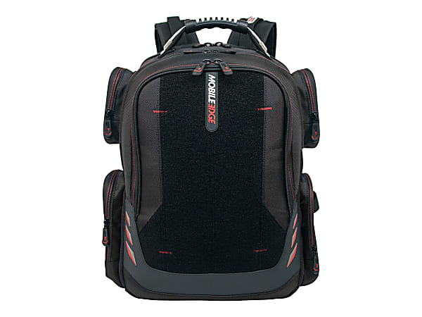 Mobile Edge Core Gaming 17.3" to 18" ScanFast Backpack with Velcro Panel - Notebook carrying backpack - 17.3" - 18.4" - black with red trim
