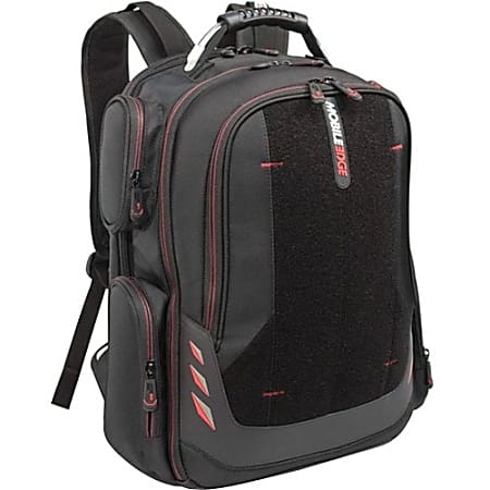 Mobile Edge Core Gaming 17.3" to 18" ScanFast Backpack with Velcro Panel - Notebook carrying backpack - 17.3" - 18.4" - black with red trim