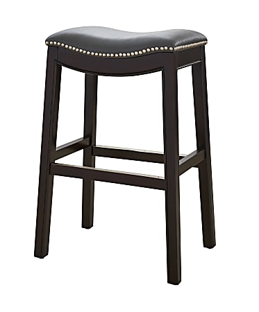 New Ridge Home Goods Julian Faux Leather Bar Stool, Gray/Espresso