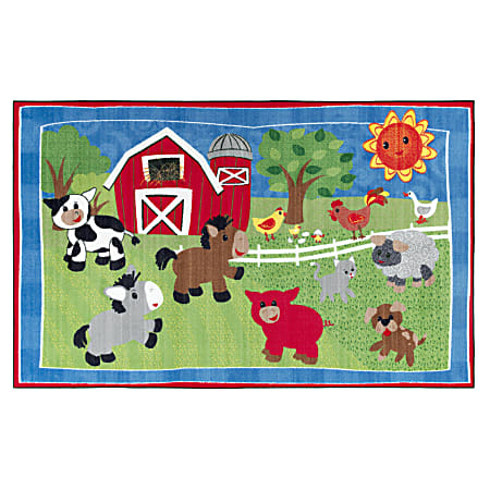 Flagship Carpets Cutie Barnyard Rug, Rectangle, 5' x 8', Multicolor