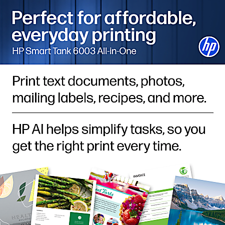 HP Smart Tank 6003 Wireless All in One Cartridge free Ink Tank
