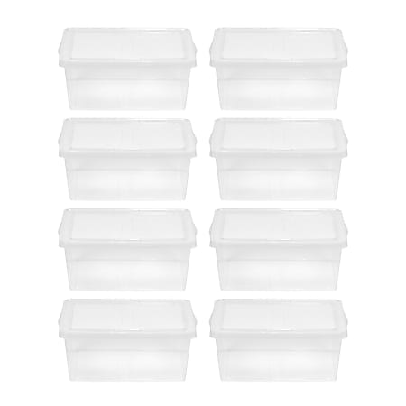 Iris® Snap Top Storage Boxes, 4.25 Gallon, Clear, Set Of 8 Boxes, 580043