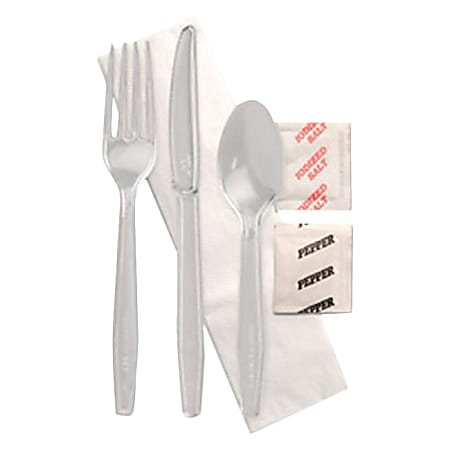 Individually Wrapped Cutlery Kits, Clear, Case Of 250 Kits