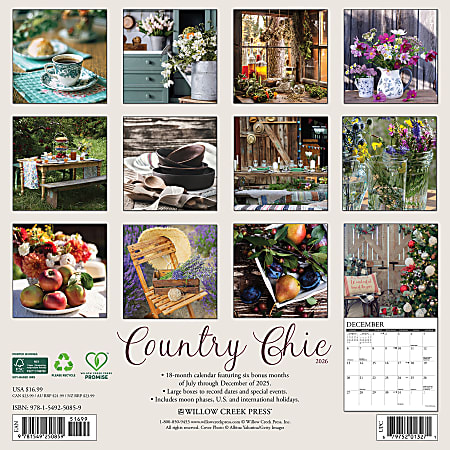 2026 Willow Creek Press Art Design Monthly Wall Calendar 12 x 12 ...