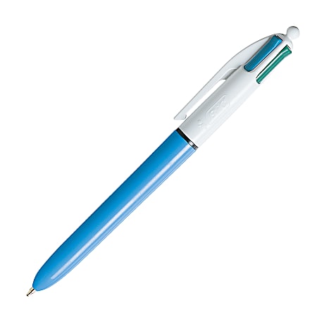 BIC® 4-Color™ Retractable Ballpoint Pen, Medium Point, 1.0 mm, Blue Barrel, Assorted Ink Colors