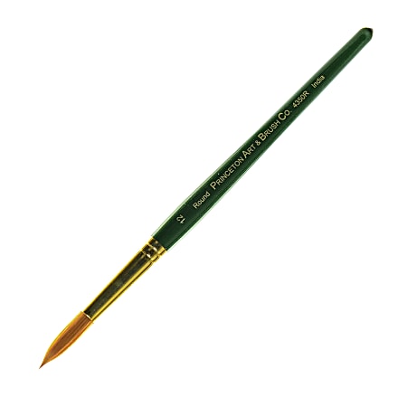 Princeton Series 4350 Paint Brush, Size 12, Round Bristle, Synthetic, Green