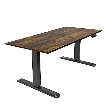 Mount-It! Dual-Motor Electric Standing Desk With Adjustable Height And 55"W Tabletop, Oak