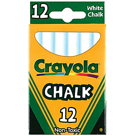 Crayola 51-0320 Chalk Stick - 3.2" Length - 0.4" Diameter - White - 12 / Pack - Non-toxic