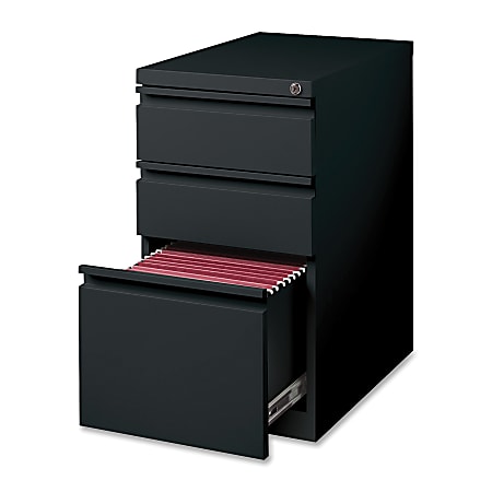 Lorell® 22-7/8"D Vertical 3-Drawer Mobile Pedestal File Cabinet, Black