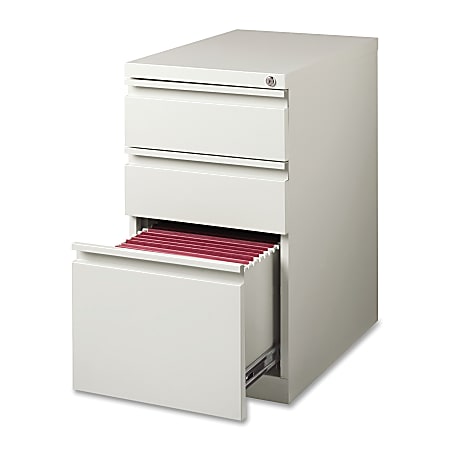 Lorell® 22-7/8"D Vertical 3-Drawer Mobile Pedestal Box/Box/File Cabinet, Metal, Light Gray