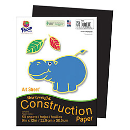SunWorks® Construction Paper, 9" x 12", Black, Pack Of 50