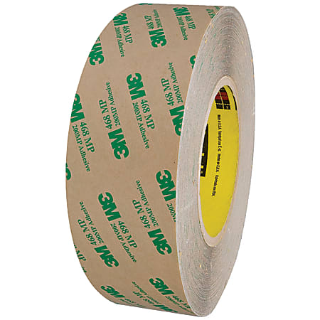 3M™ 468MP Adhesive Transfer Tape, 3" Core, 2" x 60 Yd., Clear, Case Of 6