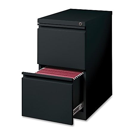 Lorell® 22-7/8"D Vertical 2-Drawer Mobile Pedestal File Cabinet, Black