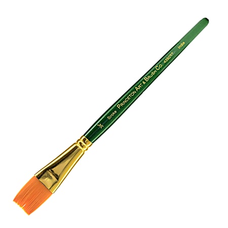 Princeton Series 4350 Ashley Paint Brush, 3/4", Stroke Bristle, Synthetic, Green