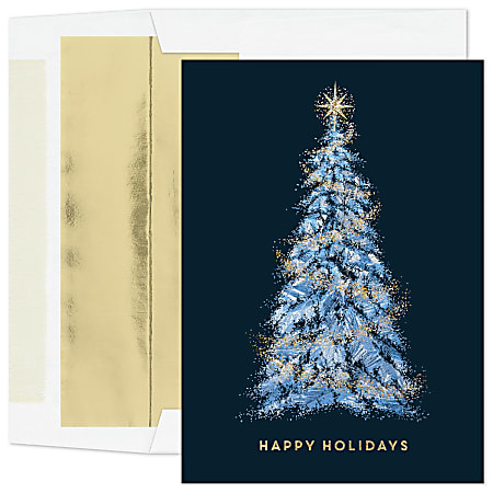 Custom Foil-Embellished Holiday Greeting Cards With Foil-Lined