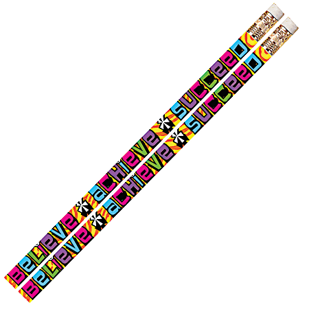 Musgrave Pencil Co. Motivational Pencils, 2.11 mm, #2 Lead, Believe Achieve Succeed, Multicolor, Pack Of 144
