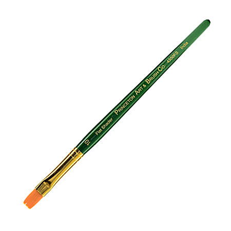 Princeton Series 4350 Ashley Paint Brush, Size 10, Flat Shader Bristle, Synthetic, Green