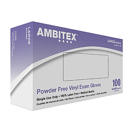 Tradex International Powder-Free Vinyl Exam Gloves, Large, Clear, Box Of 100